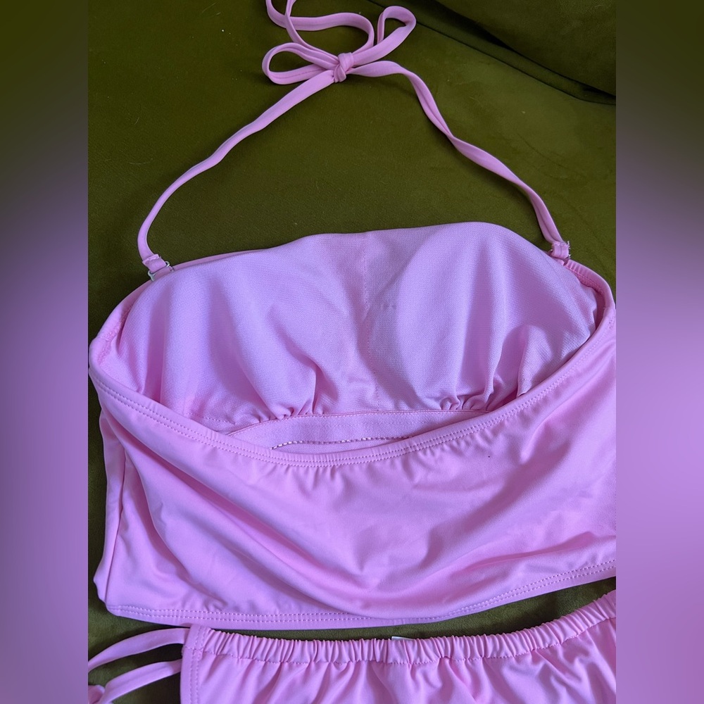 Juicy Couture Pink Rhinestone Bandeau Bikini Set with Charms - Picture 8 of 9